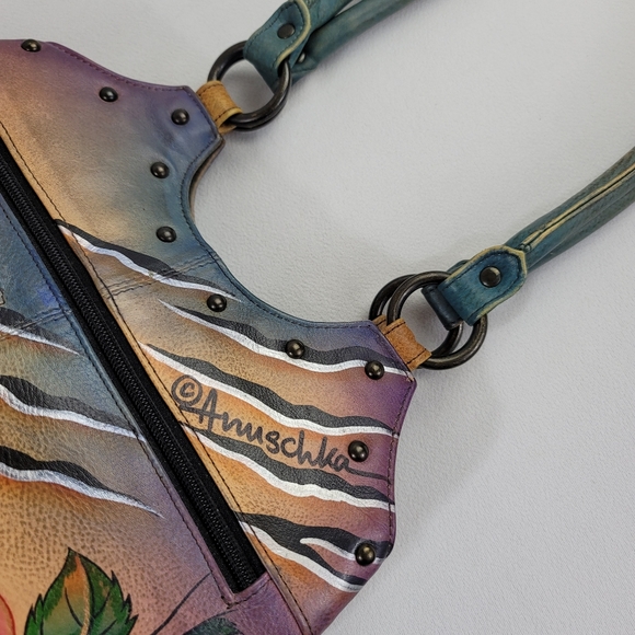 Anuschka Tiger And Rose Genuine Leather Purse - Picture 4 of 16